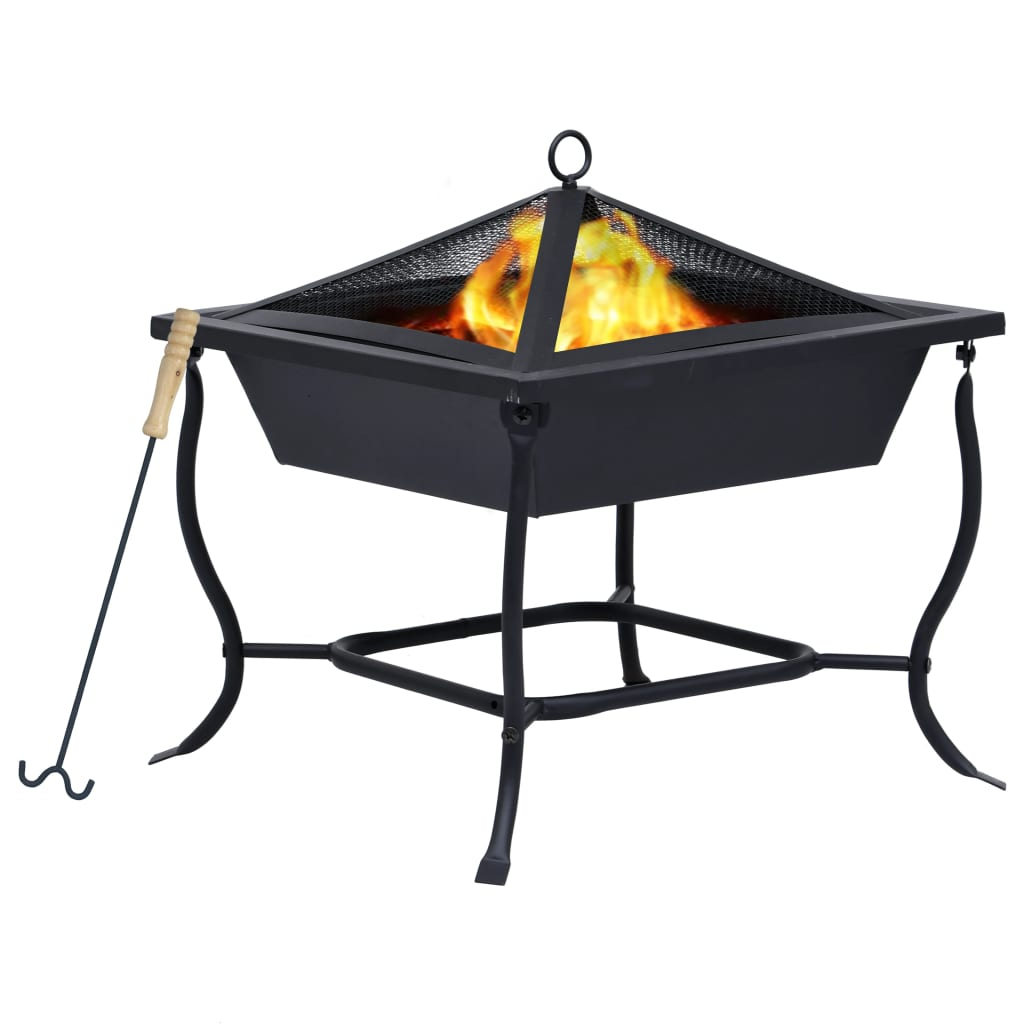 vidaXL Fire Pit Black 45x45x45 cm Steel