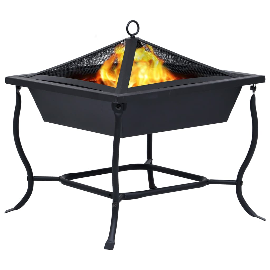 vidaXL Fire Pit Black 45x45x45 cm Steel