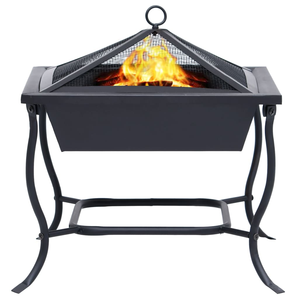 vidaXL Fire Pit Black 45x45x45 cm Steel