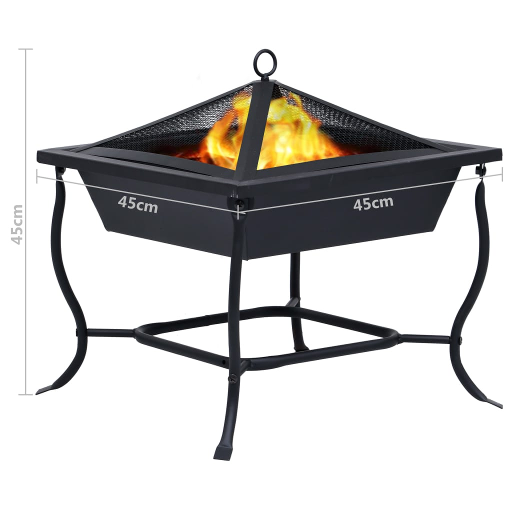 vidaXL Fire Pit Black 45x45x45 cm Steel