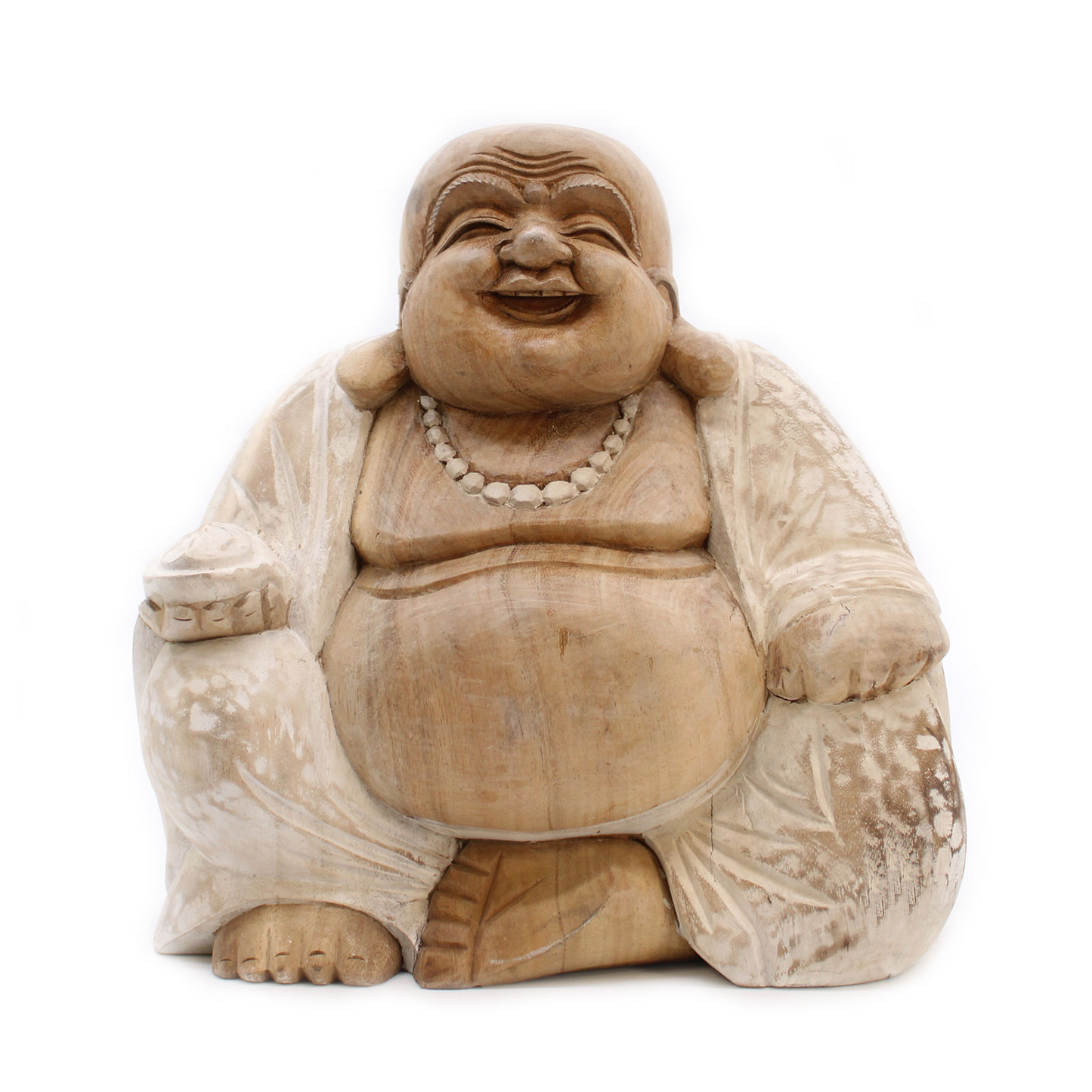 Happy Buddha - Whitewash 30cm