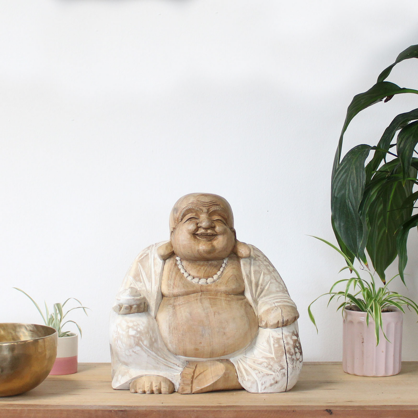 Happy Buddha - Whitewash 30cm