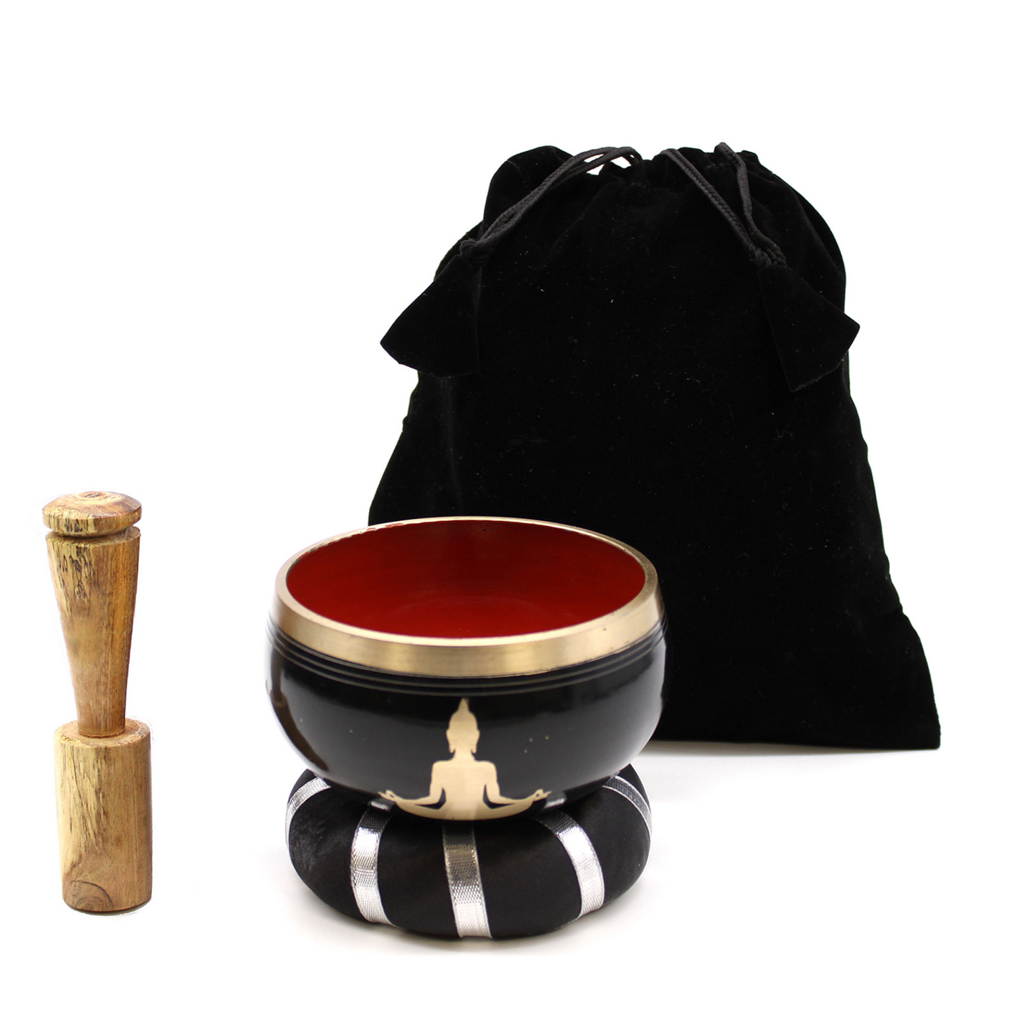 Buddha Singing Bowl Set- Black/Orange 10.7cm