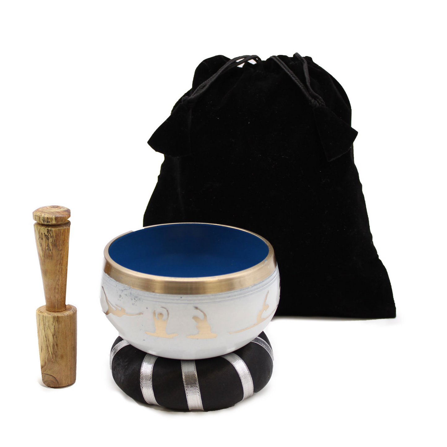 Yoga Moves Singing Bowl Set- White/Blue 10.7cm