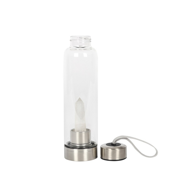 Clear Quartz Energising Glass Water Bottle