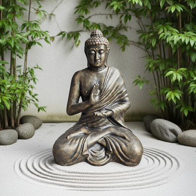 Large Antique Gold Buddha Meditation in Stupa - 1.5m