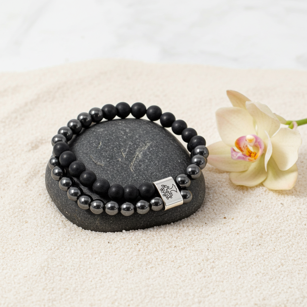 Magnetic Chakra & Black Stones Bracelet