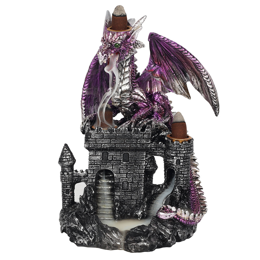 Purple Dragon on Castle Backflow Incense Burner