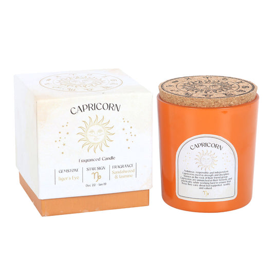 Capricorn Sandalwood &amp; Jasmine Gemstone Zodiac Candle