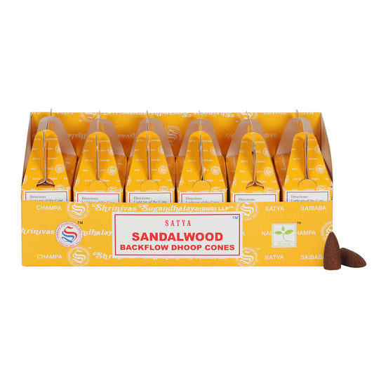 Set of 6 Packets of Satya Sandalwood Backflow Dhoop Cones