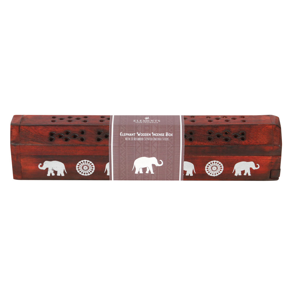 Elephant Wooden Rosewood Incense Box Set