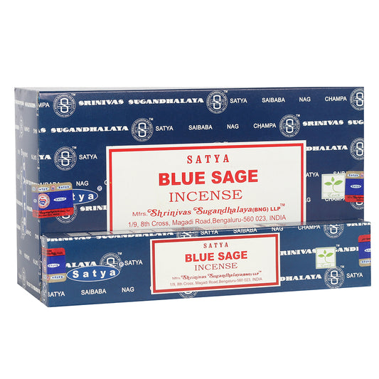 Set of 12 Packets of Blue Sage Incense Sticks by Satya