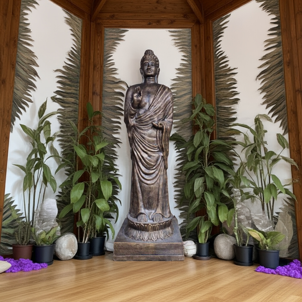 3m Tall Antique Gold Standing Buddha Statue