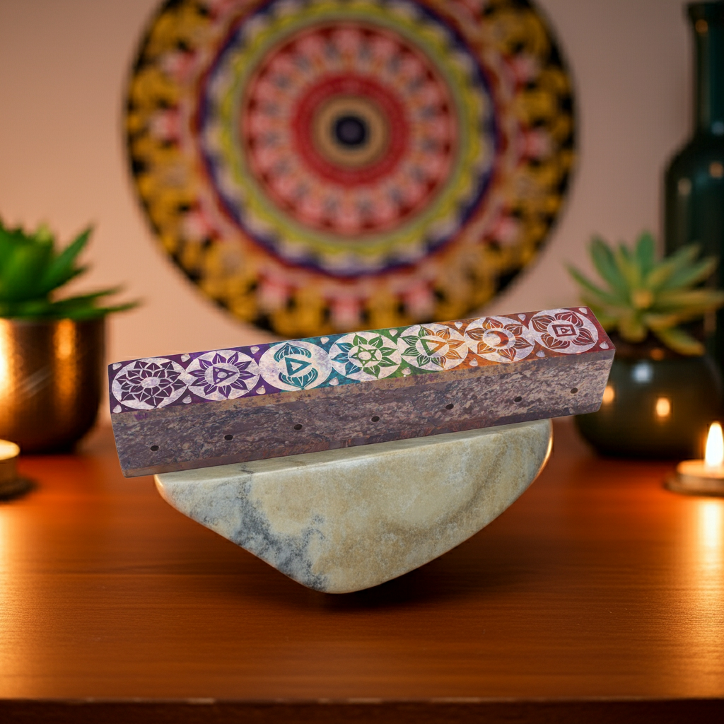 Soapstone Incense Holder - Chakra Edition