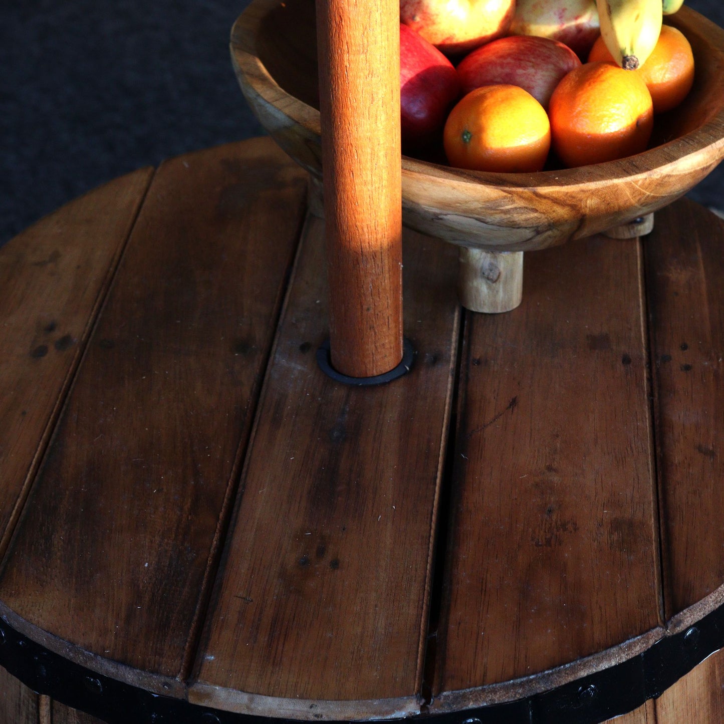 Parasol Base & Beer Barrel Table – Natural Wood 60 x 48.5 cm