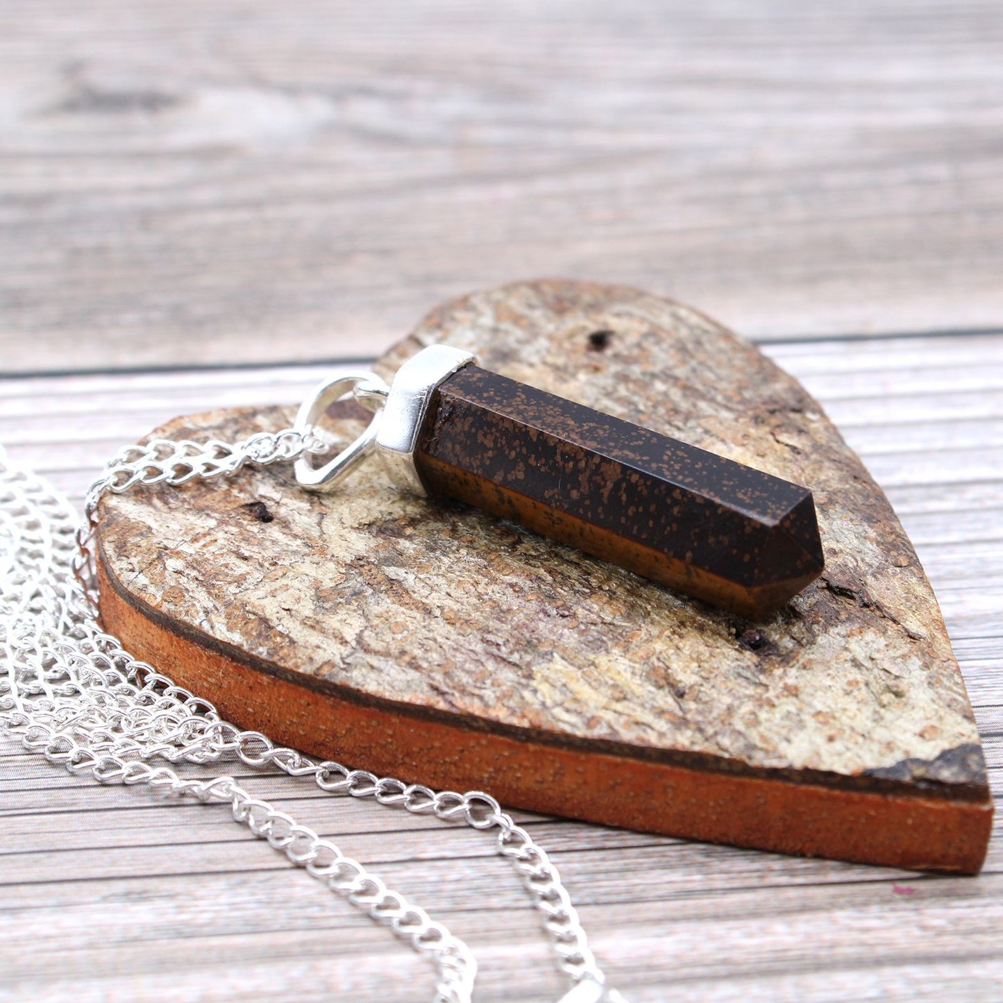Tigers Eye Gemstone Classic Point Pendant