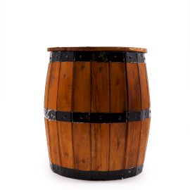 Parasol Base & Beer Barrel Stool – Natural Wood 38 x 32 cm