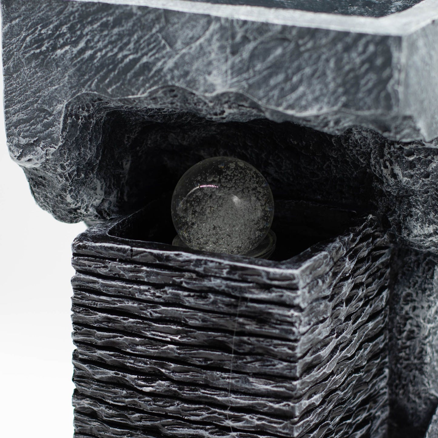 Grand Water Feature - 24x22x48cm - Colour Changing Crystal Ball in Rock