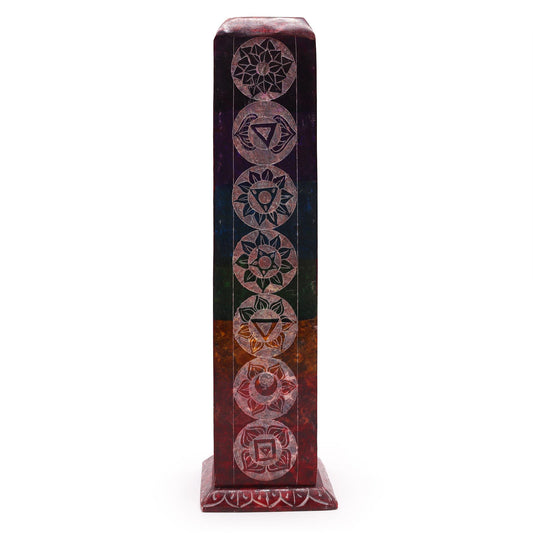 Chakra Soapstone Square Tower Incense Holder