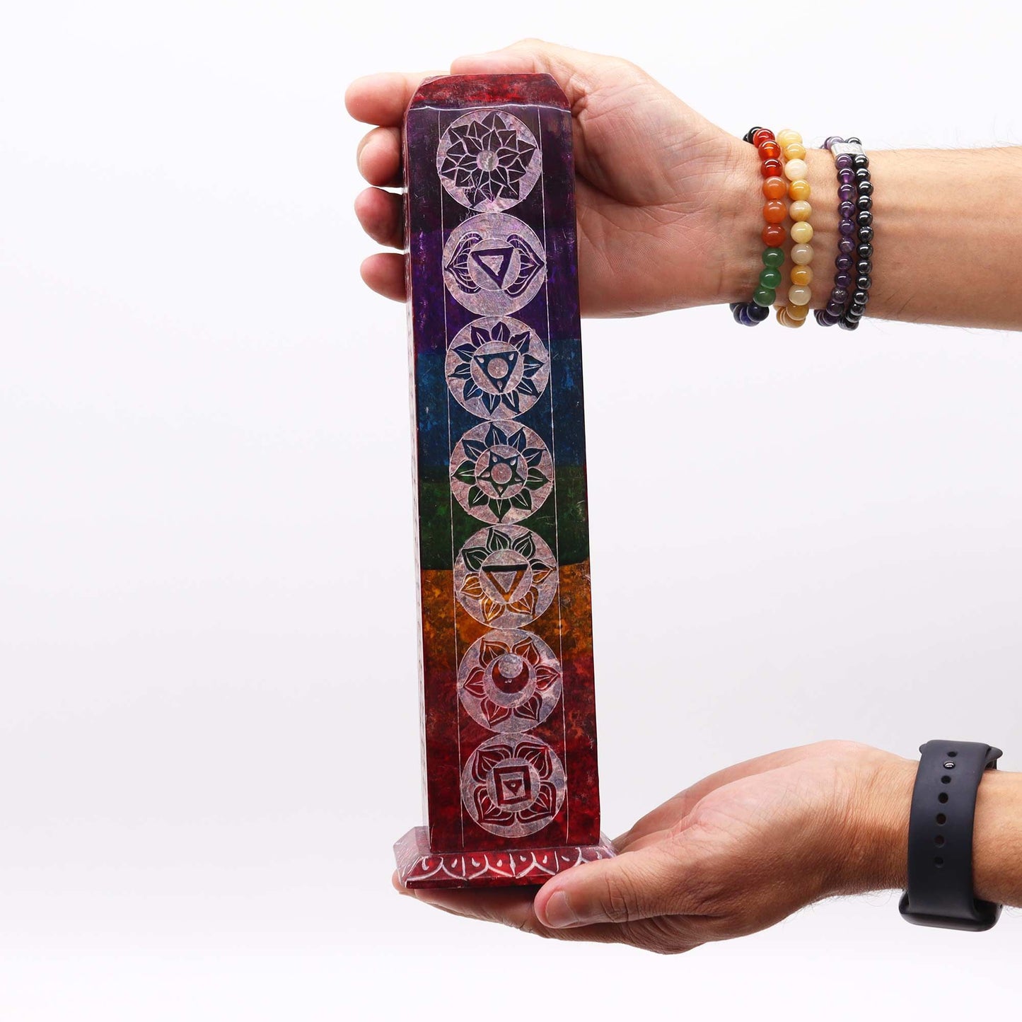 Chakra Soapstone Square Tower Incense Holder
