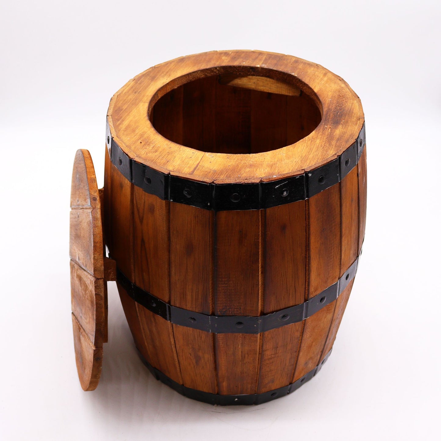 Parasol Base & Beer Barrel Stool – Natural Wood 38 x 32 cm