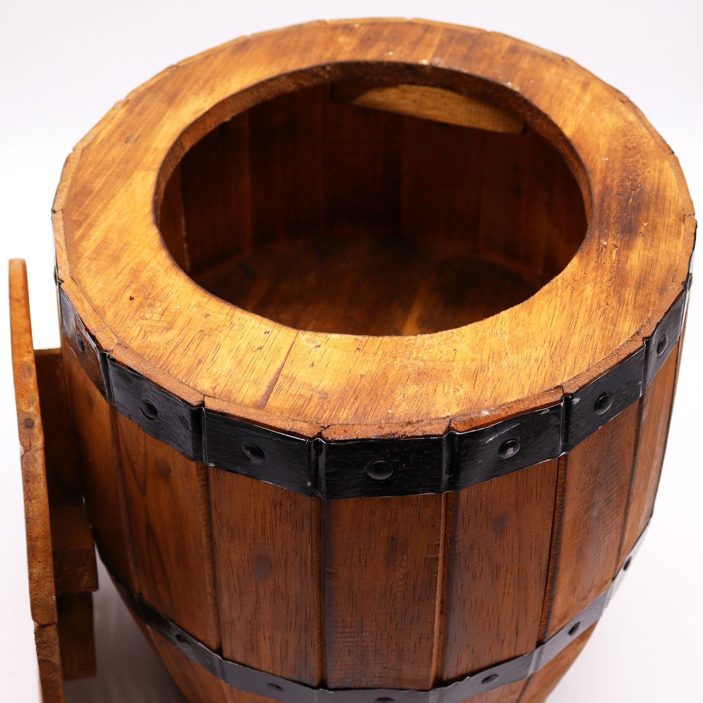 Parasol Base & Beer Barrel Stool – Natural Wood 38 x 32 cm