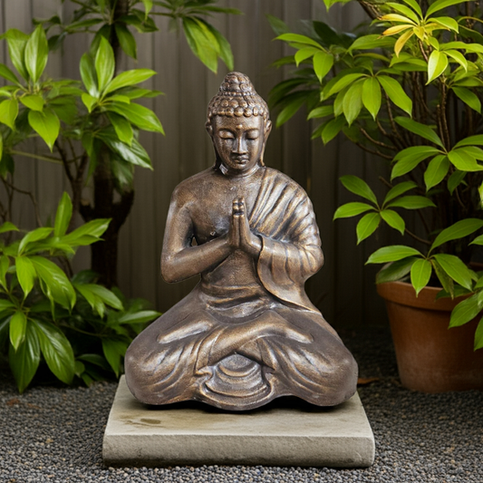 Large Antique Gold Praying Buddha Statue - 1.2m Tall