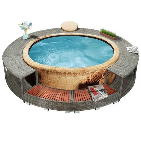 Hot Tub Surround Grey Poly Rattan