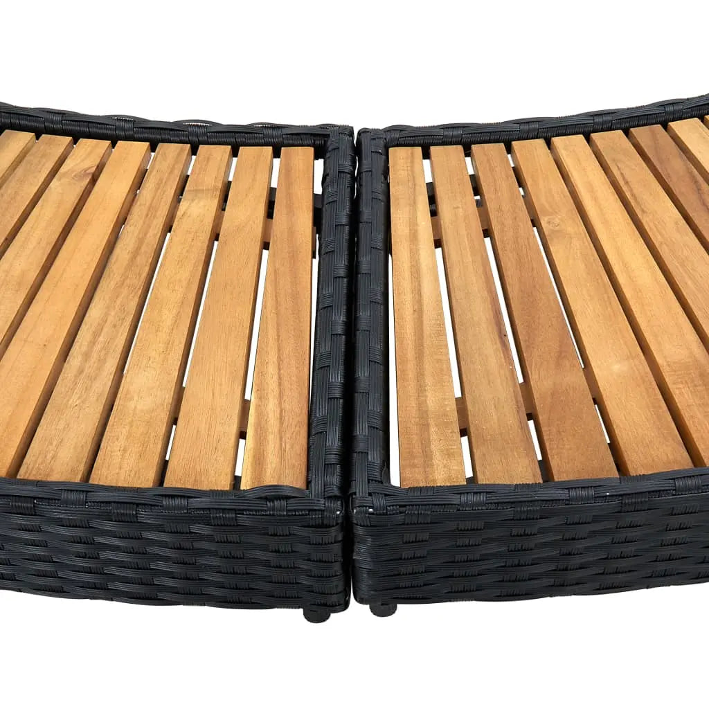 Spa Surround Black Poly Rattan and Solid Acacia Wood