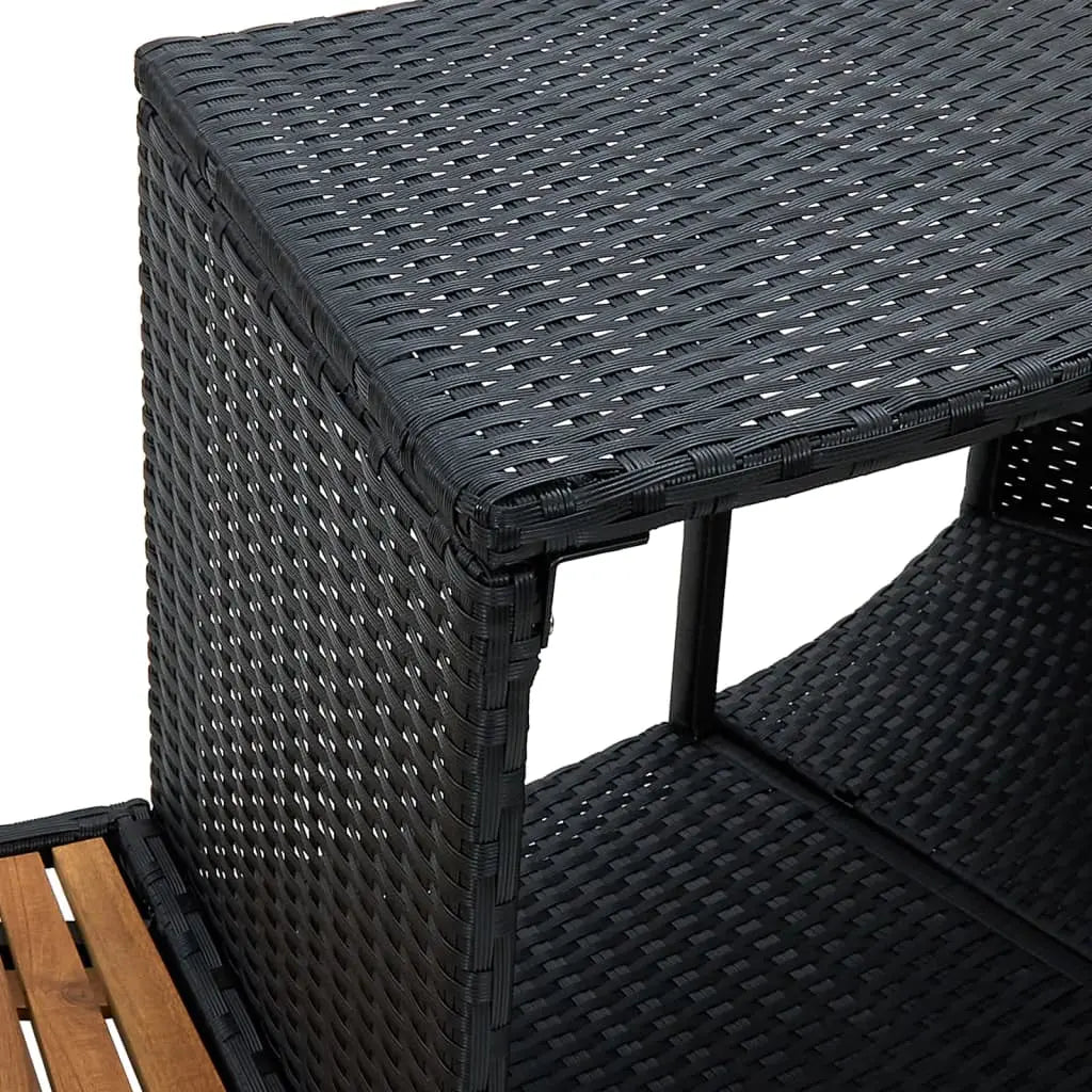 Spa Surround Black Poly Rattan and Solid Acacia Wood