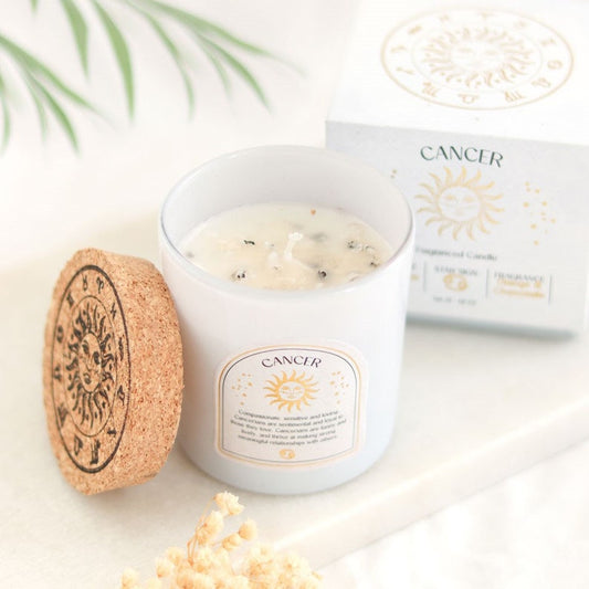 Cancer Orange & Chamomile Gemstone Zodiac Candle