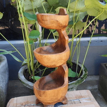 Hand Carved Wooden Teak Three Bowl Standing aprox 50cm