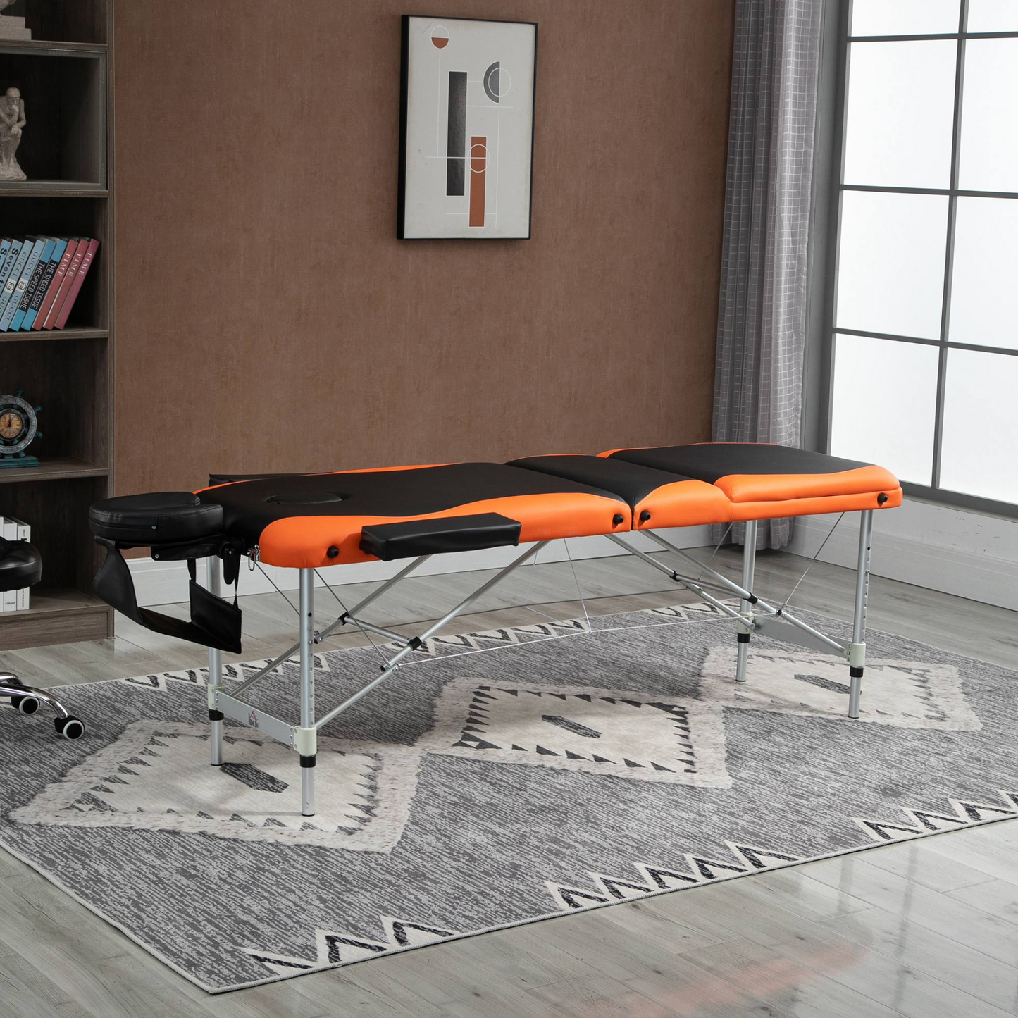 60cm Portable Massage Table - Black and Orange