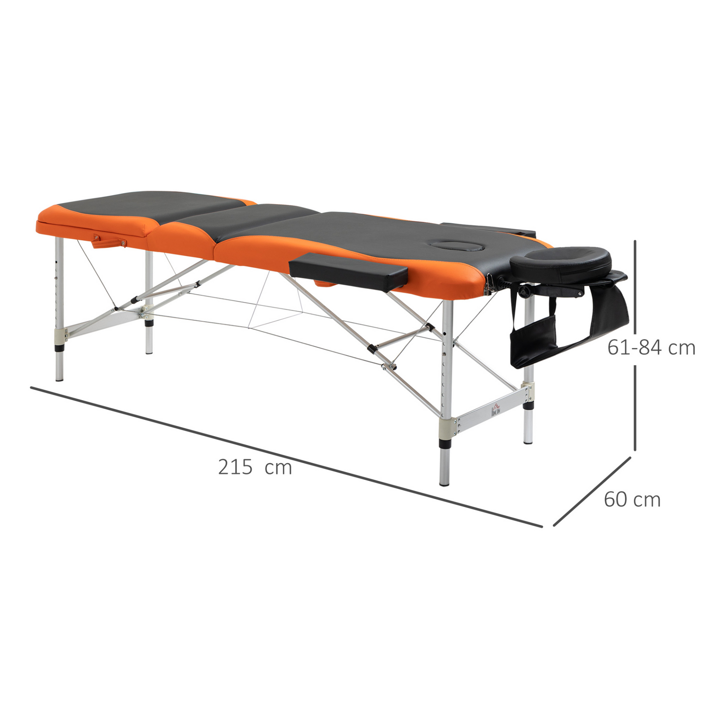 60cm Portable Massage Table - Black and Orange